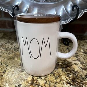 Rae Dunn MOM mug and wood coaster topper - classic timeless design - Brand New
